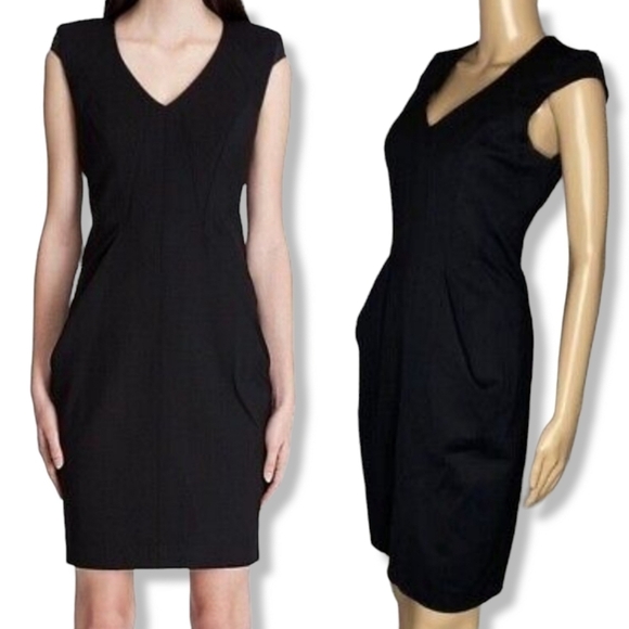 Helmut Lang Alloy Cap Sleeve Wool Dress - Picture 1 of 5